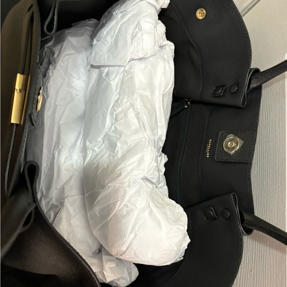 DeMellier Black Leather Tote Bag NWOT - Picture 7 of 7